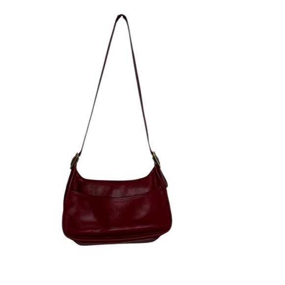 Y2K Coach Red Leather Turnlock Crescent Saddle Bag 9338 - Picture 7 of 9